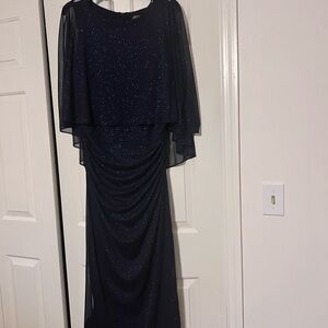 Elegant dark sparkly blue Mother of the Groom dress.